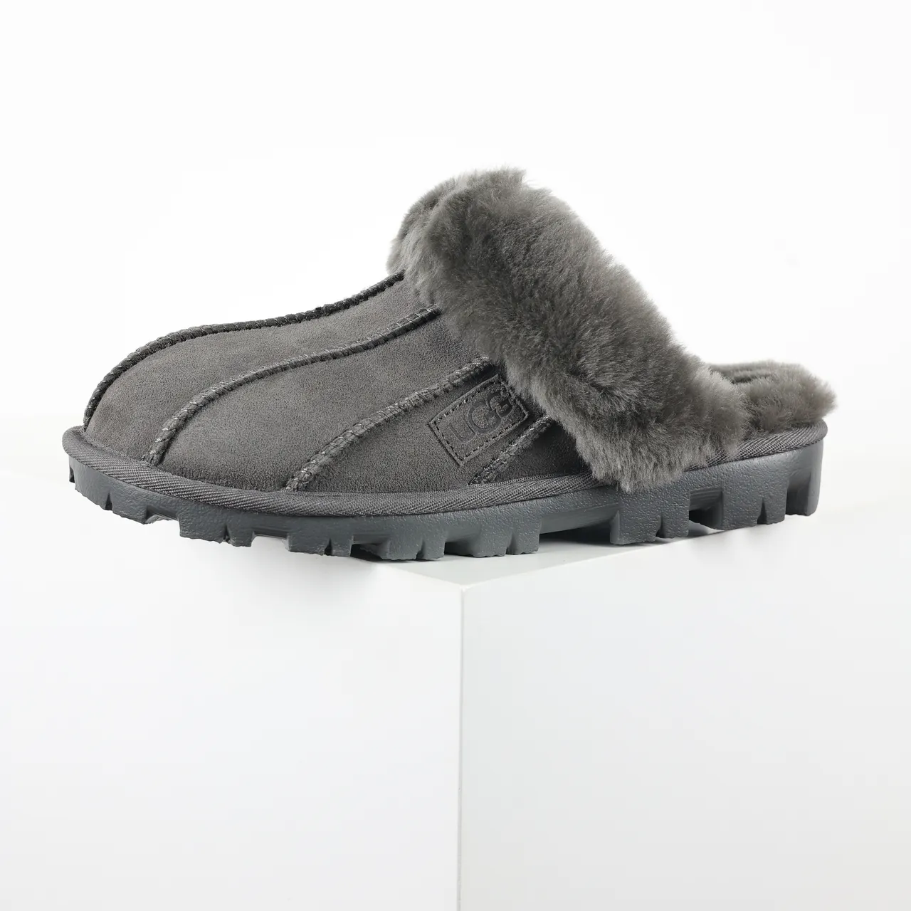 UGG Tasman Charcoal Gray Shearling-Lined Slipper