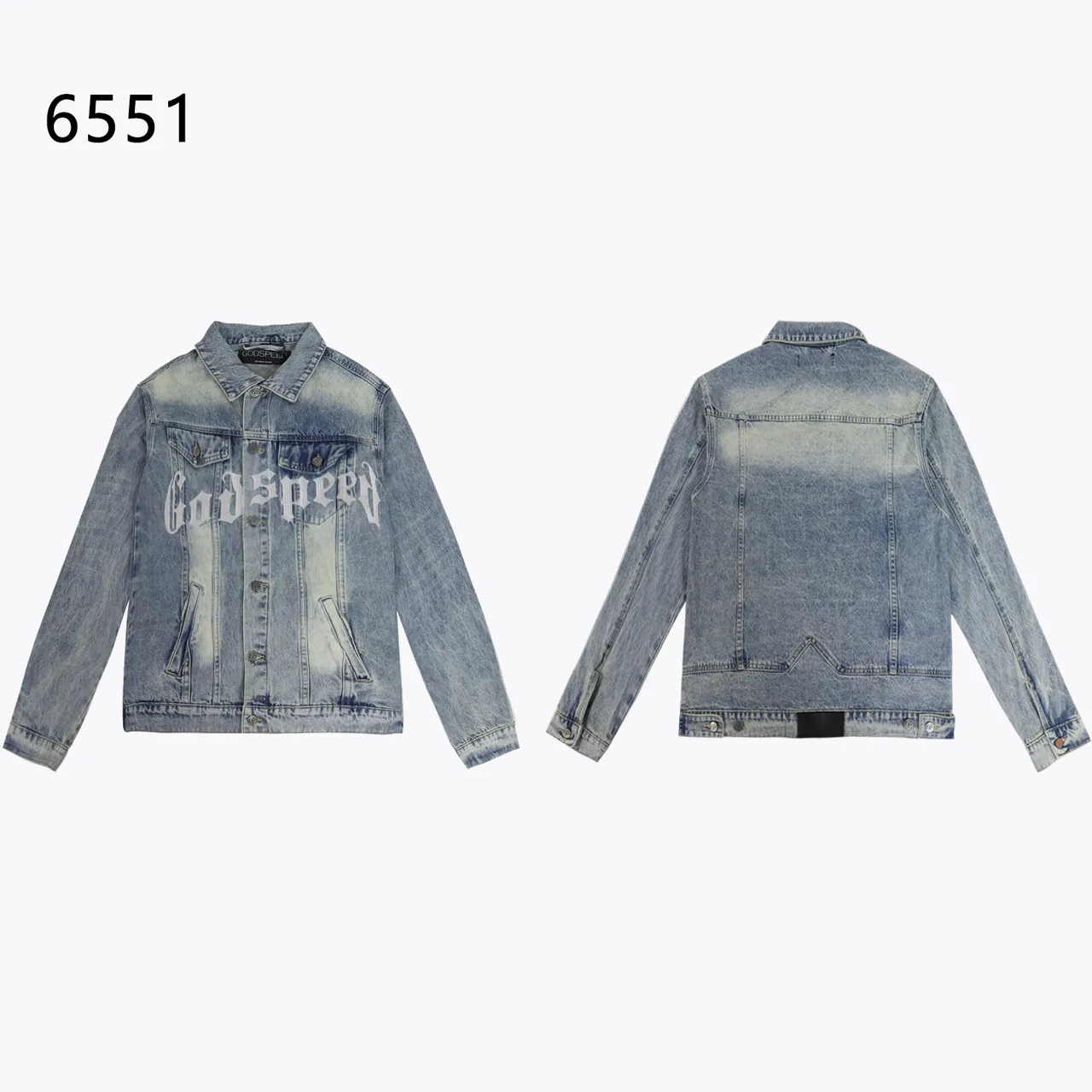 Godspeed Embroidered Logo Distressed Denim Jacket