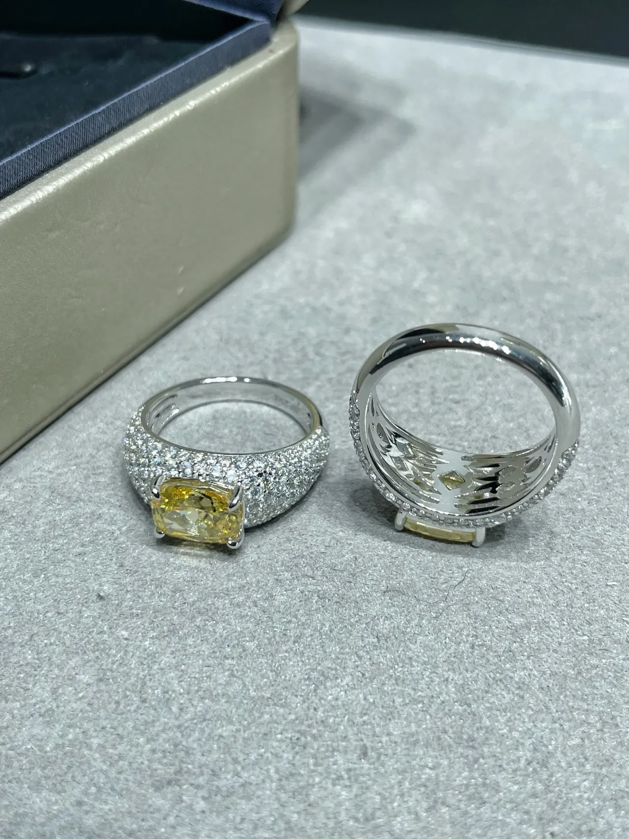 Yellow Cushion-Cut Pavé Stud Earrings