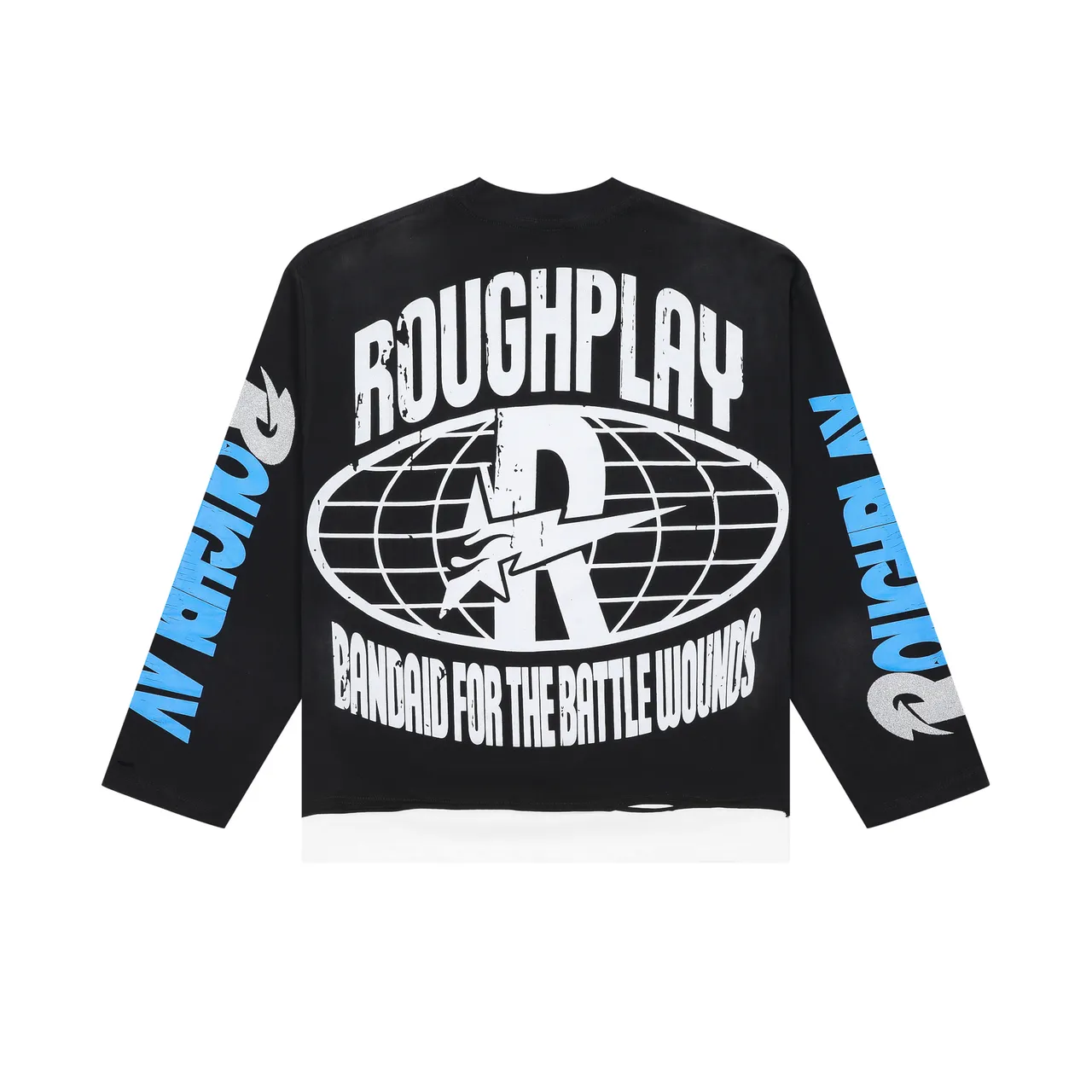 ROUGH Graphic-Print Cropped Long-Sleeve Sweater