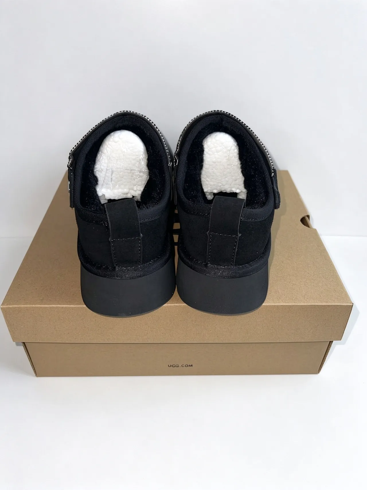 UGG Tasman Black White Platform Sole Shearling-Lined Casual Shoes