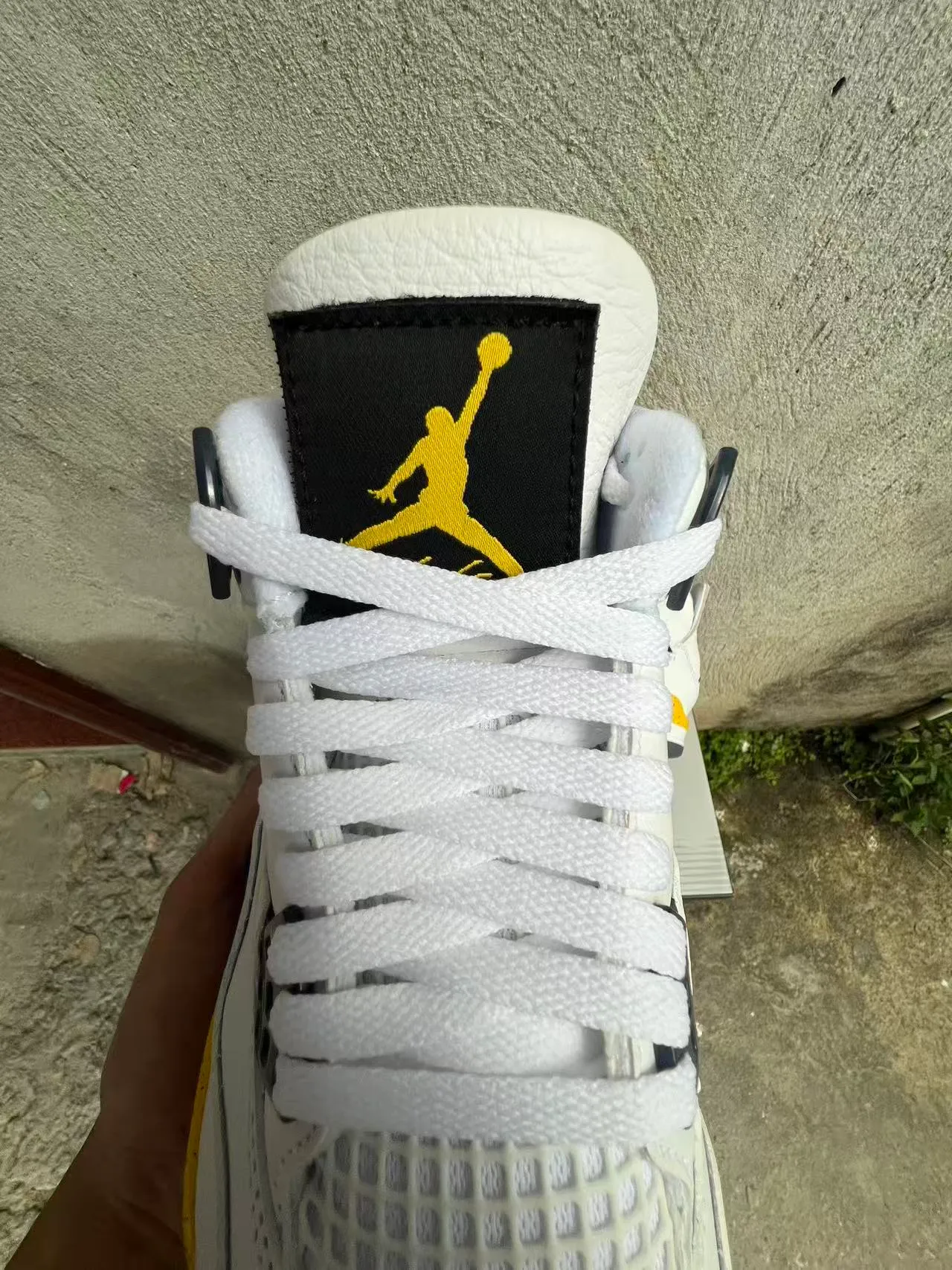 Air Jordan 4 White Black Yellow Speckle Basketball Shoes