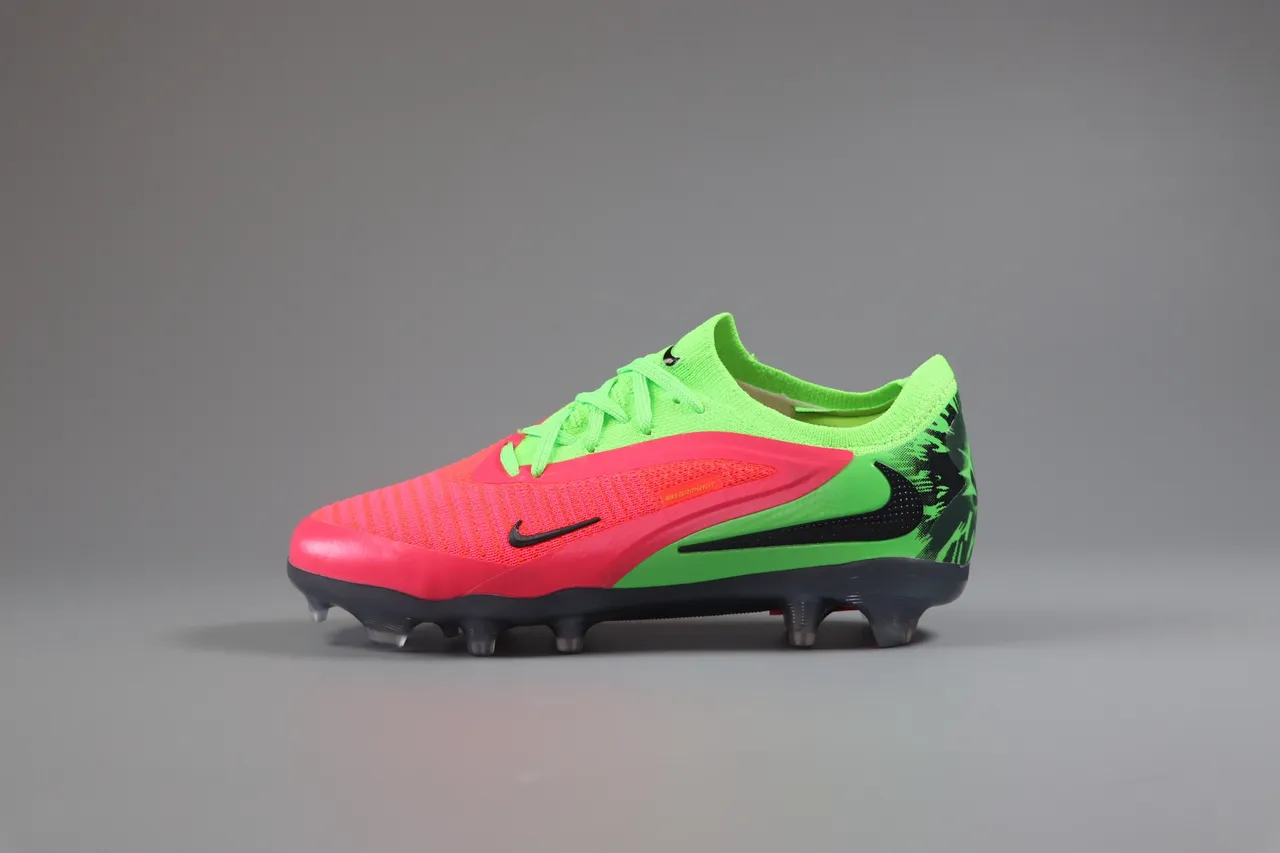 Nike Pink Green Low-Cut Synthetic Overlay Cage Artificial-Grass Soccer Shoes