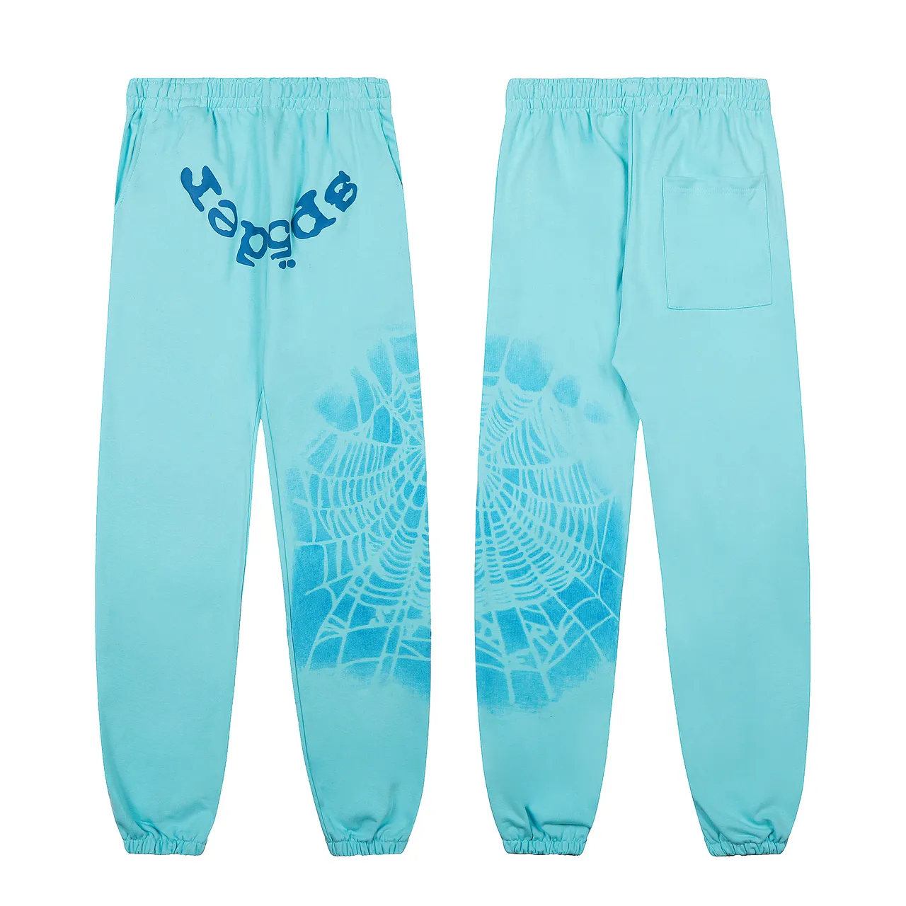 Sp5der Spiderweb Print Aqua Tracksuit
