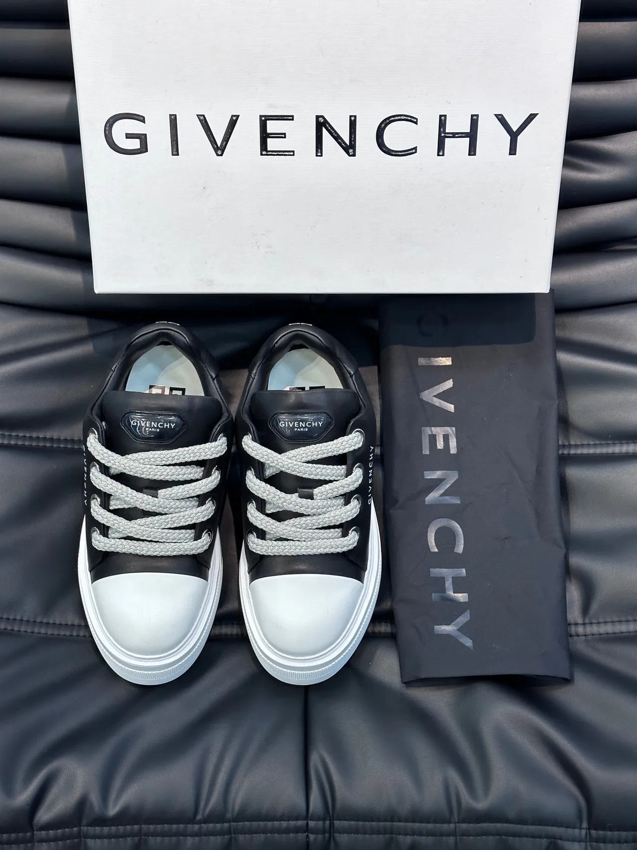 Givenchy Black White Platform Sole Leather Upper Lifestyle Sneakers