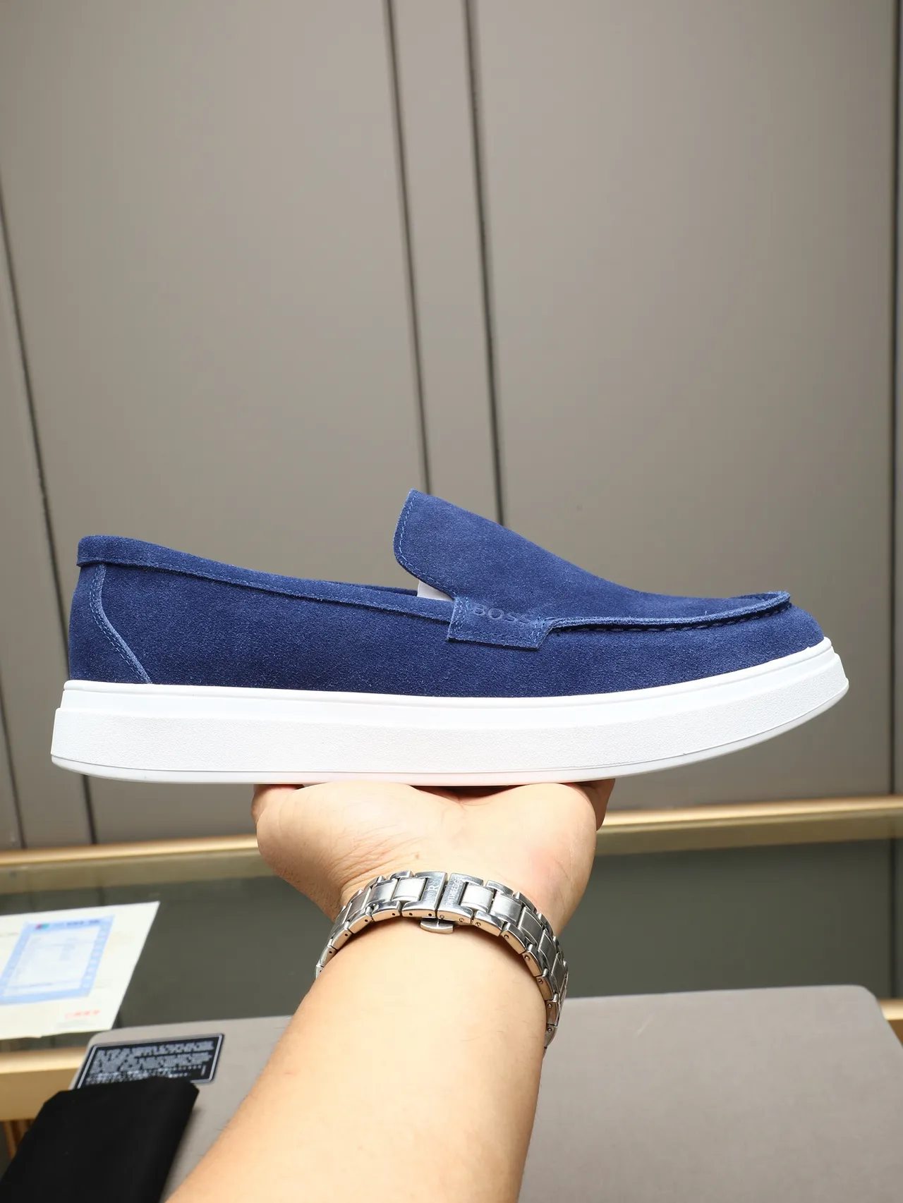 Hugo Boss Blue Suede Slip-On Loafer