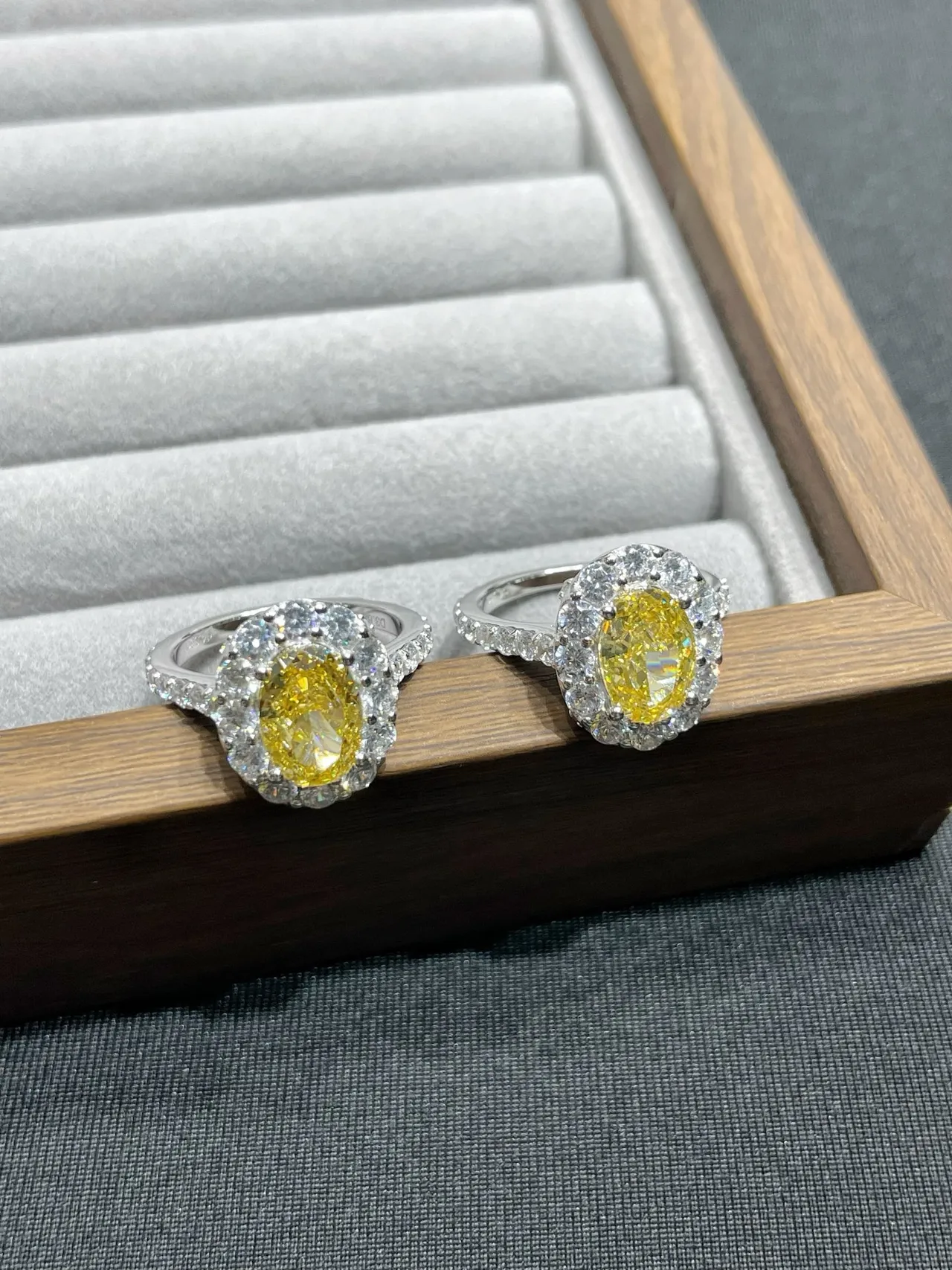 Oval Yellow Gemstone Double Halo Pavé Ring