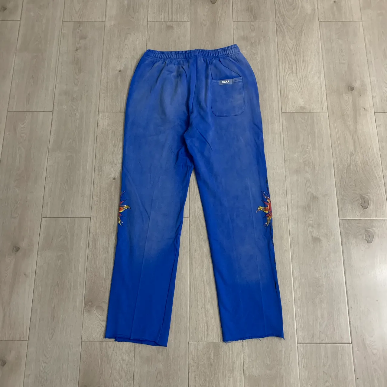 Blue Embroidered Panther Graphic Sweatpants