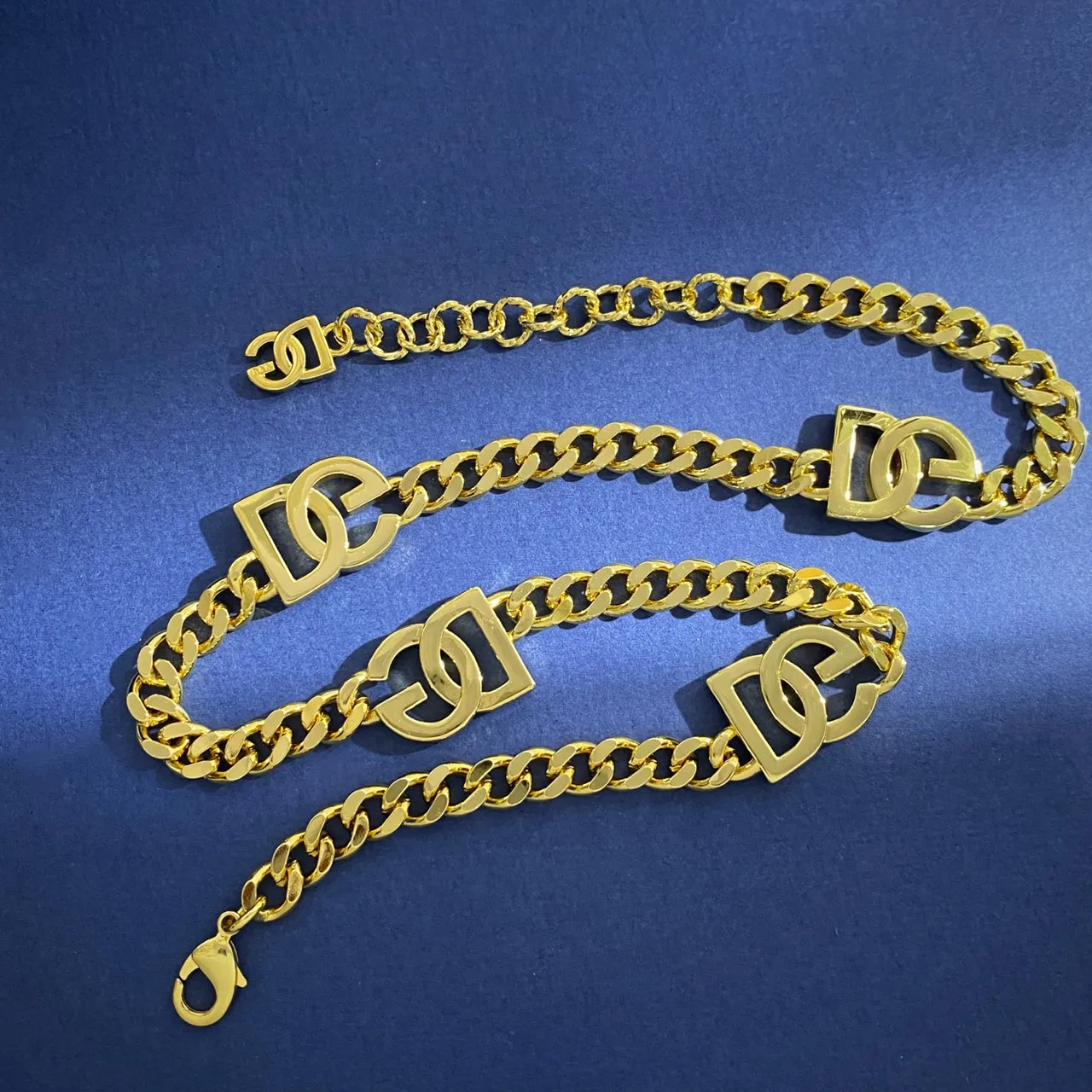 Chanel Logo Chain Rhinestone-Embellished Dual-Tone Necklace