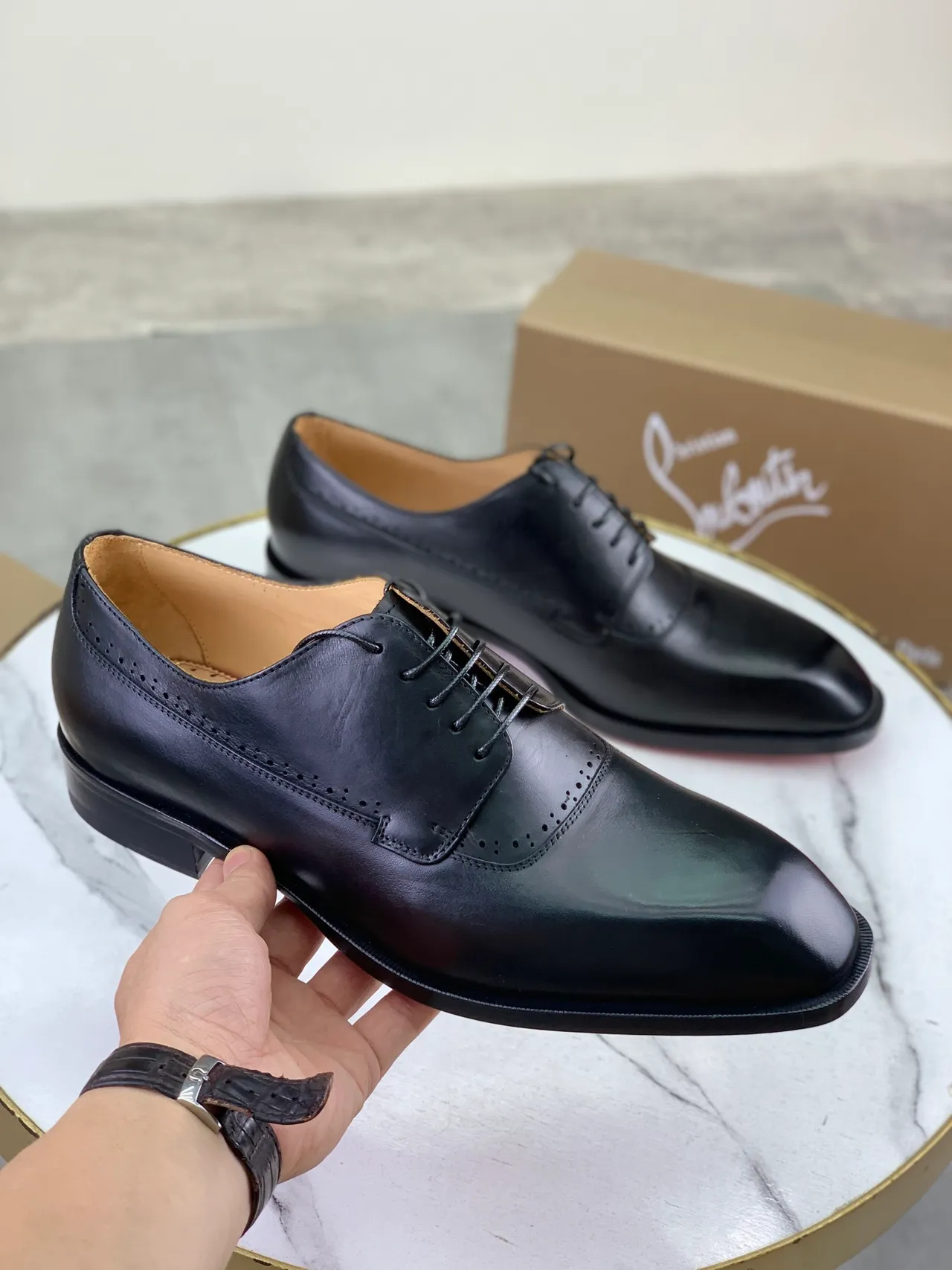 Christian Louboutin Black Wingtip Brogue Oxford Shoes