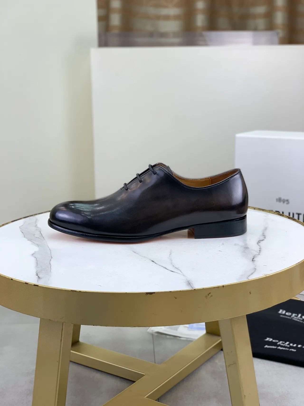 Berluti Engraved Script Black Oxford Shoes