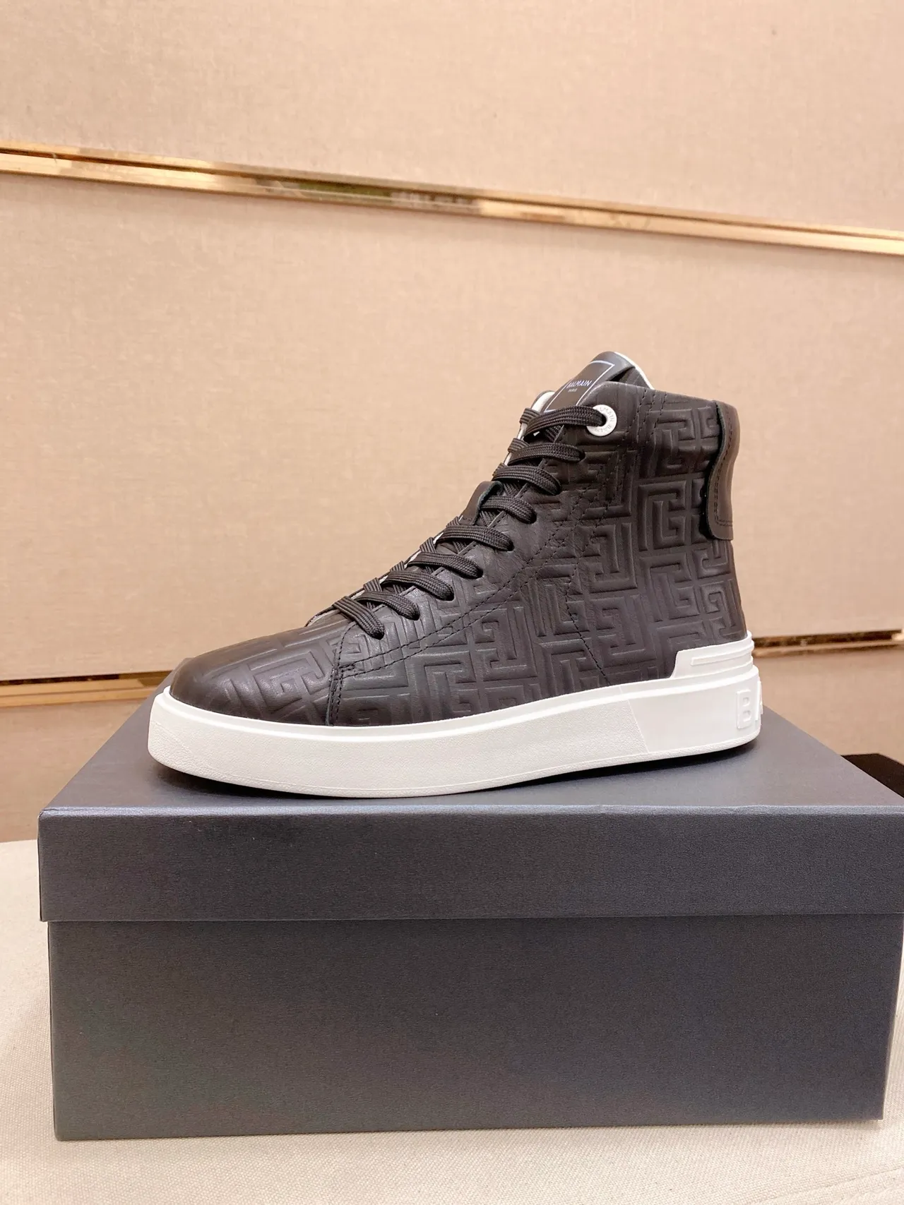Balmain B-Court Black Embossed Monogram Lifestyle Sneakers