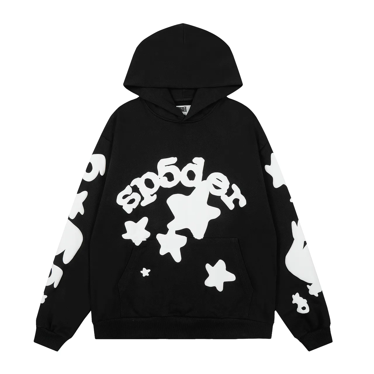 Black Graphic-Print Oversized Hoodie and Jogger Tracksuit