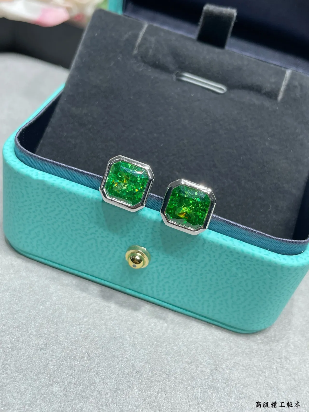 Tiffany & Co. Octagonal Green Gemstone Stud Earrings