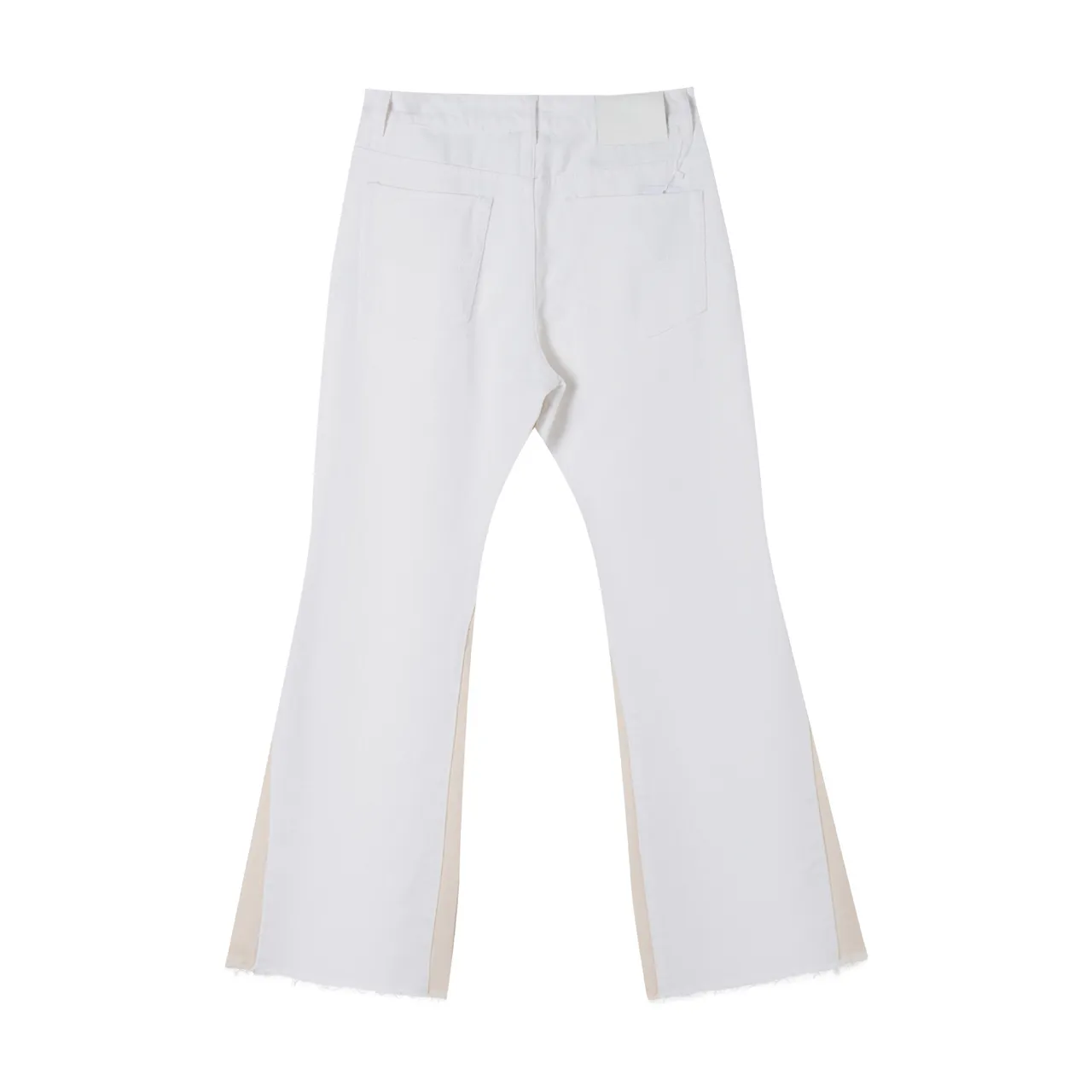 White Contrast-Panel Flared Pants