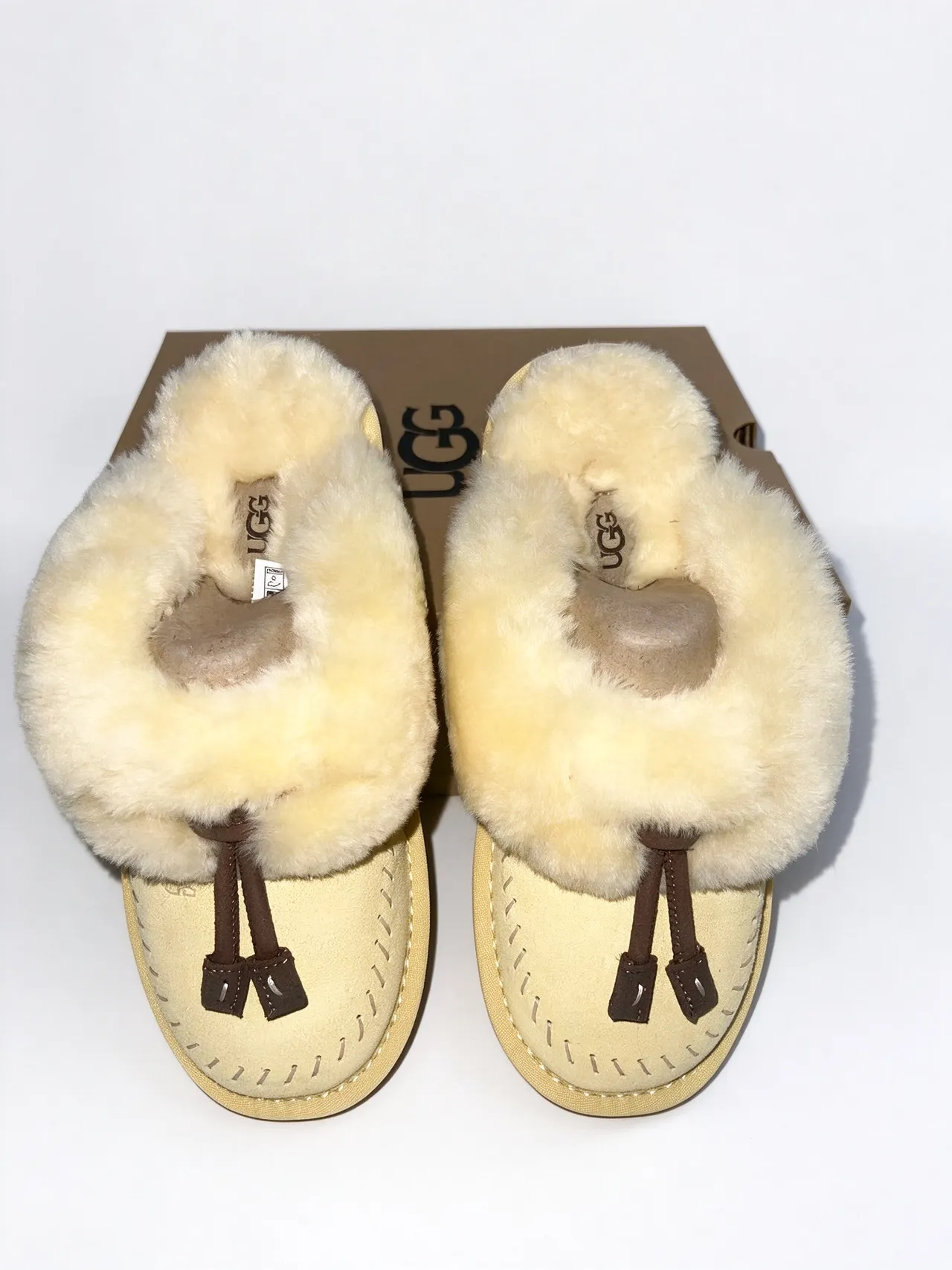 UGG Tasman Pale Yellow Shearling-Lined Slippers