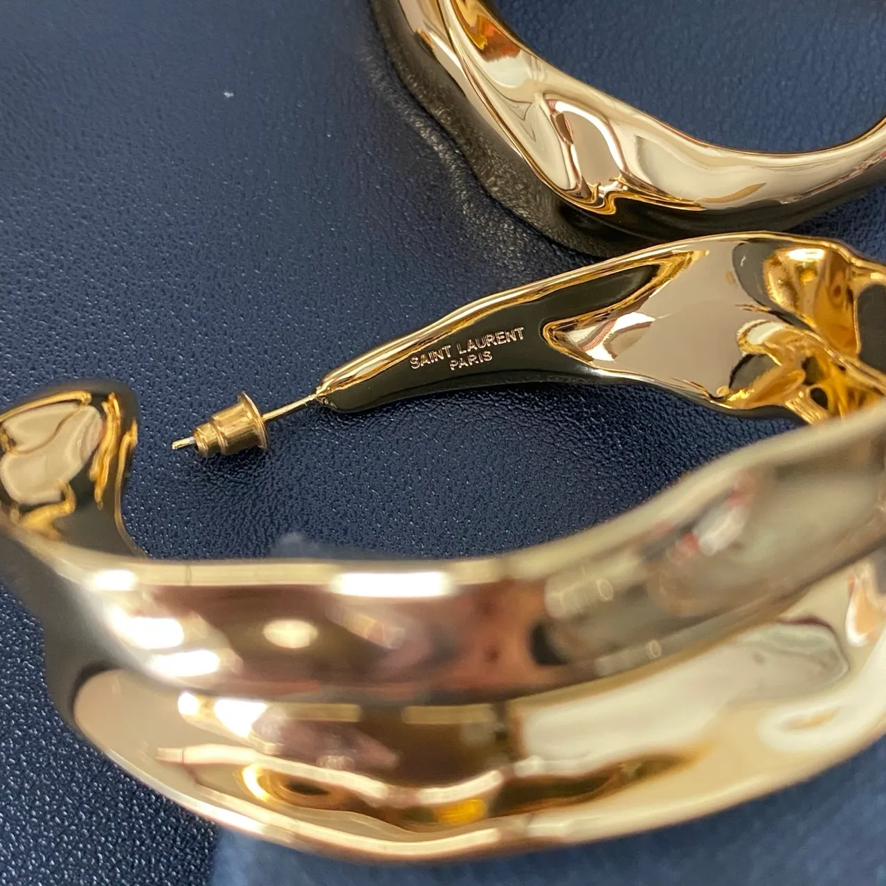 Saint Laurent Twisted Sculptural Gold Hoop Earrings