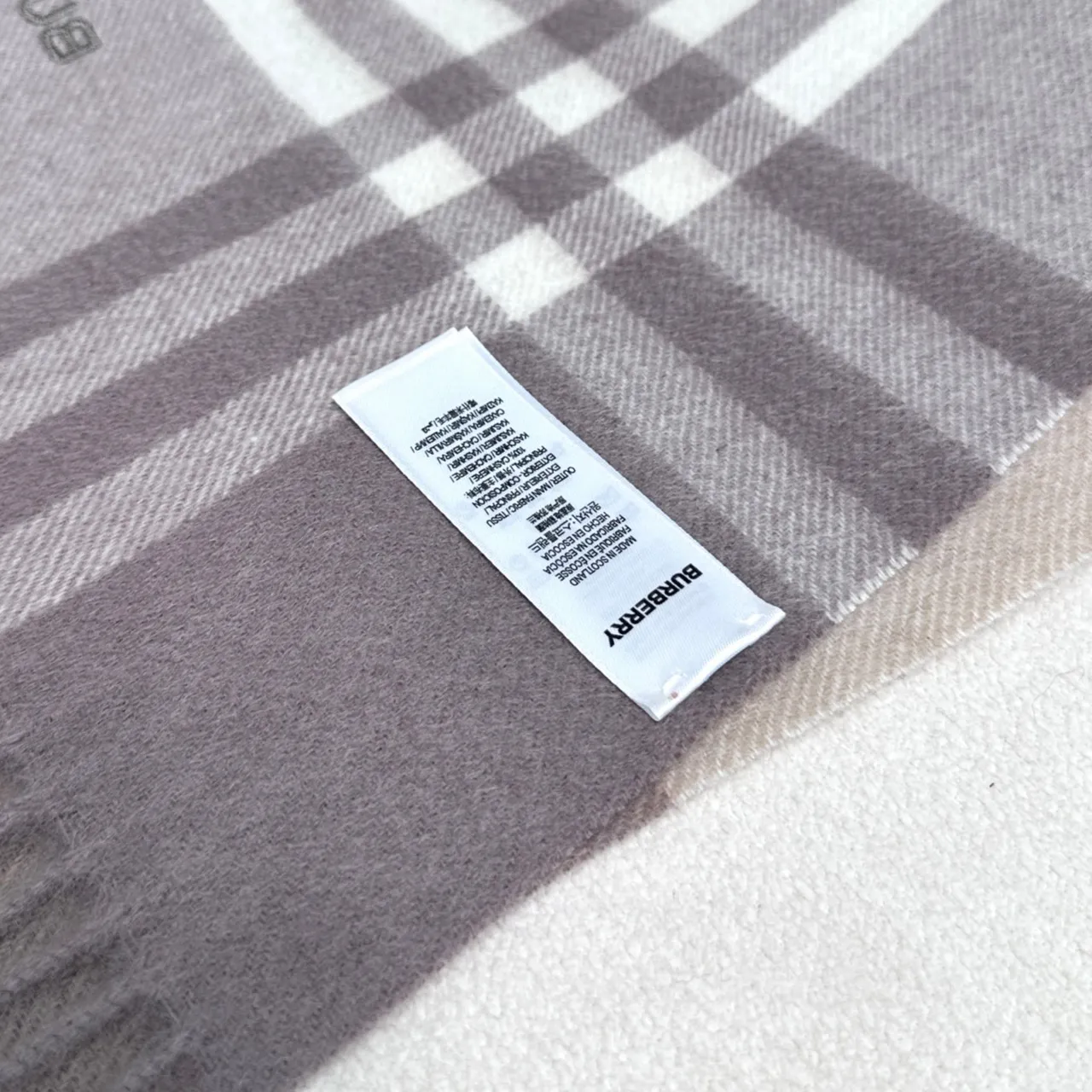 Burberry Classic Check Beige Taupe Cashmere Scarf