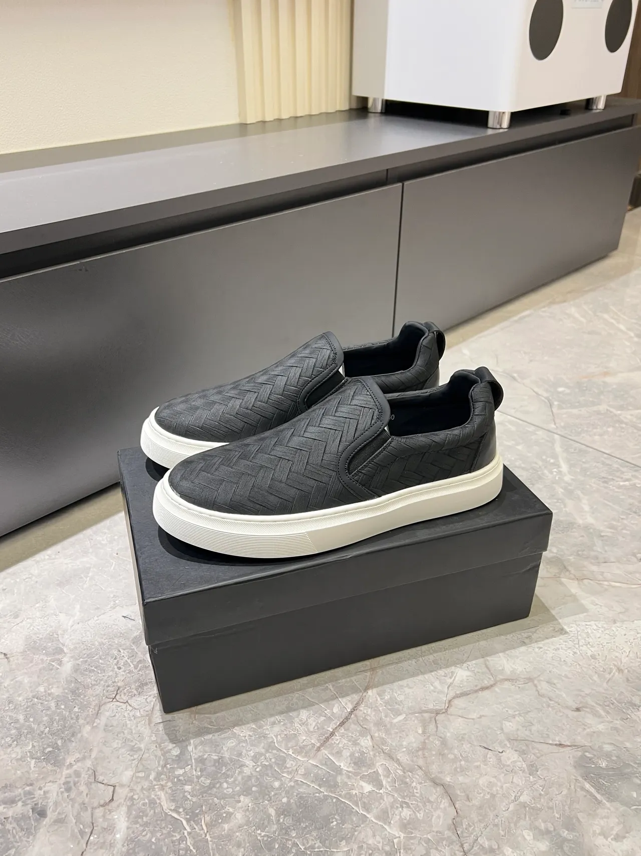 Bottega Veneta Cassette Woven Leather Slip-On Lifestyle Sneakers