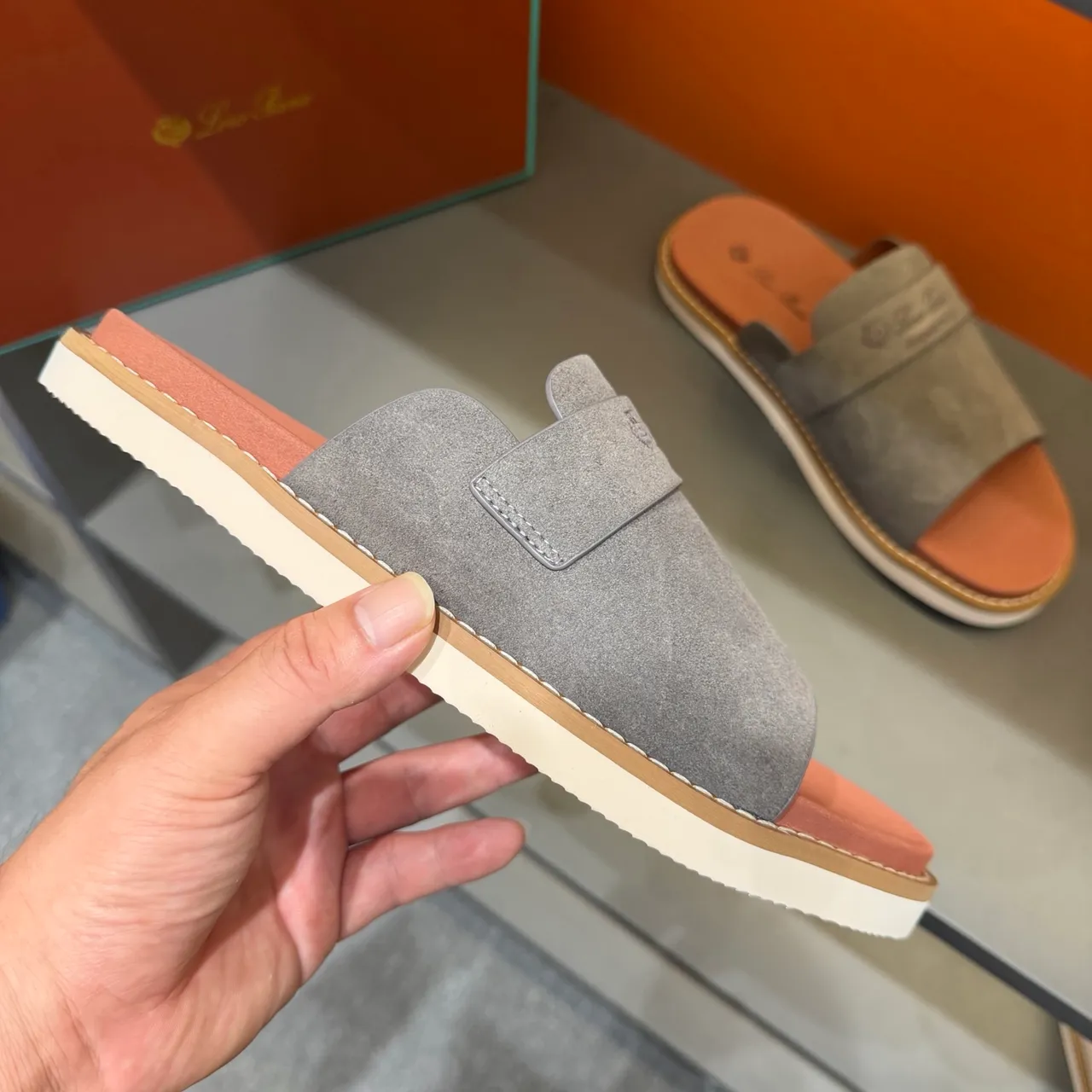 Loewe Summer Walk Suede Slide Slippers