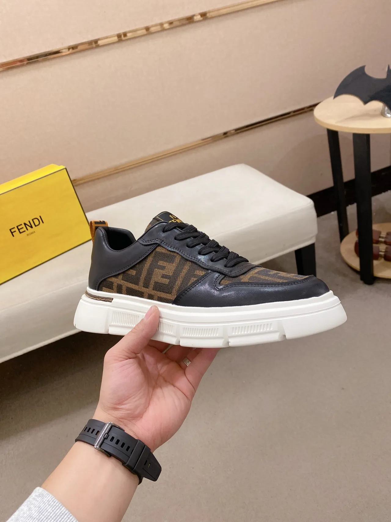 Fendi Monogram Black and Brown Chunky Sneaker