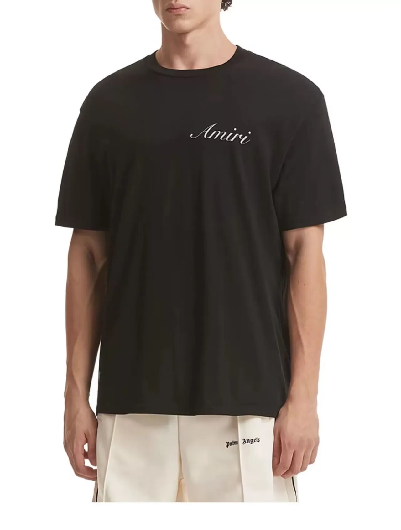 Amiri Script Logo Black and White Oversized T-Shirt