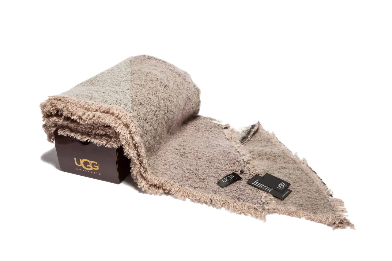 Beige Black Woven Fringed Scarve