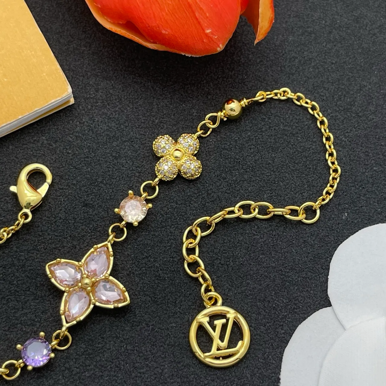 Louis Vuitton Blossom Gold-Tone Flower Charm Bracelet