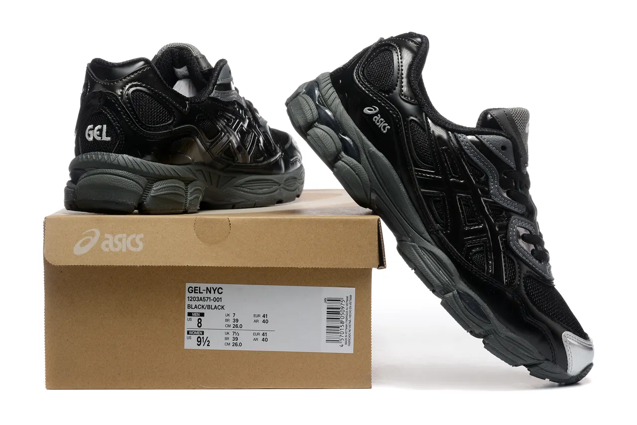ASICS Black Silver Mesh And Synthetic Upper Sculpted Multi-Density Midsole Running Shoes