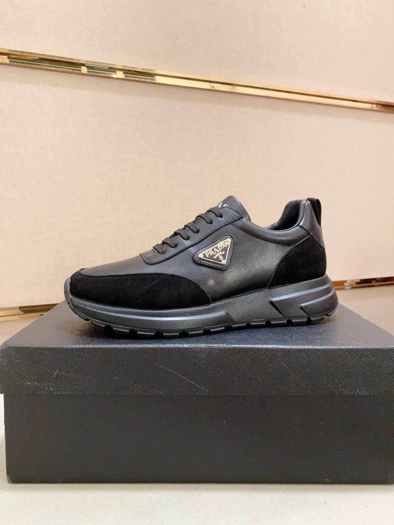 Prada Cloudbust Black Leather-Suede Panelled Lifestyle Sneakers