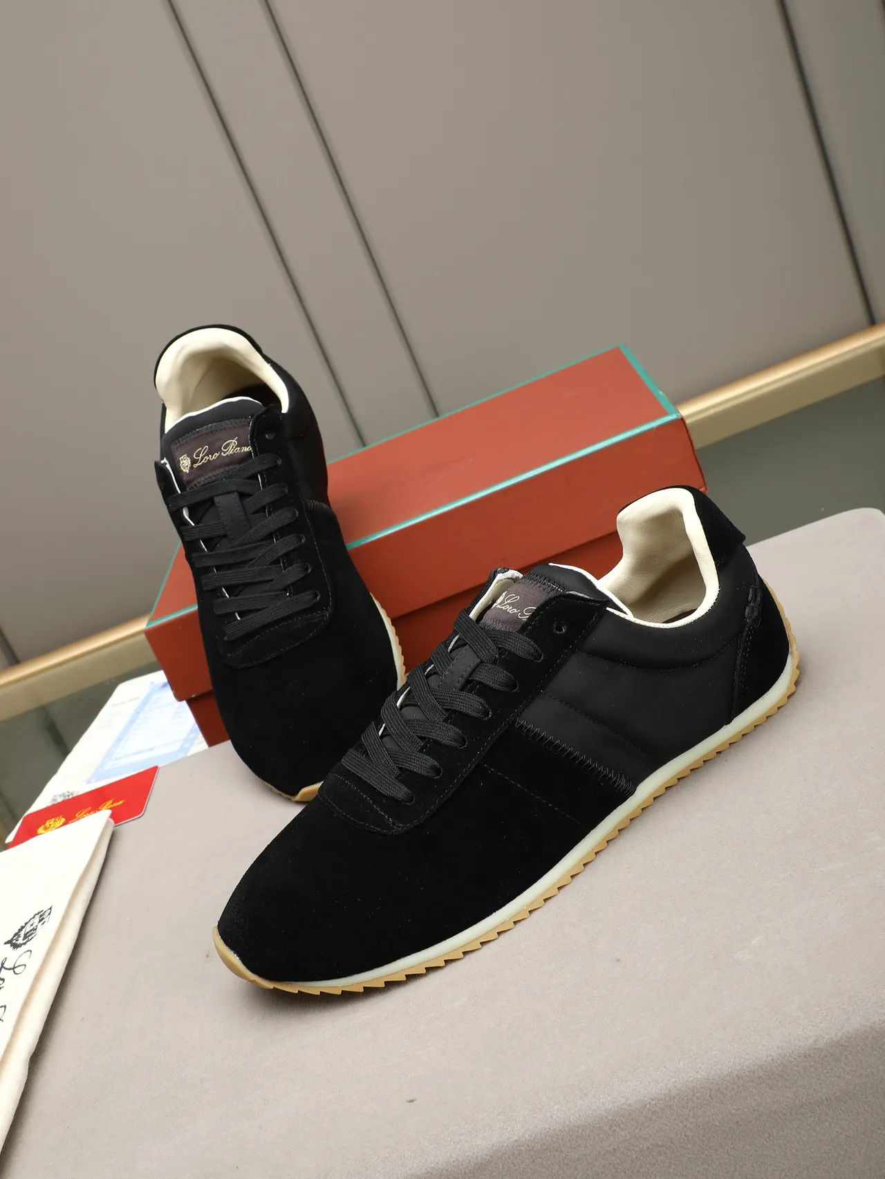 Loro Piana Black Suede and Nylon Lifestyle Sneakers