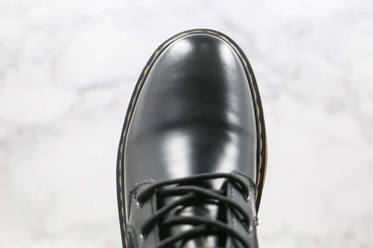Dr. Martens Black Mixed-Material Lace-Up Ankle Boot