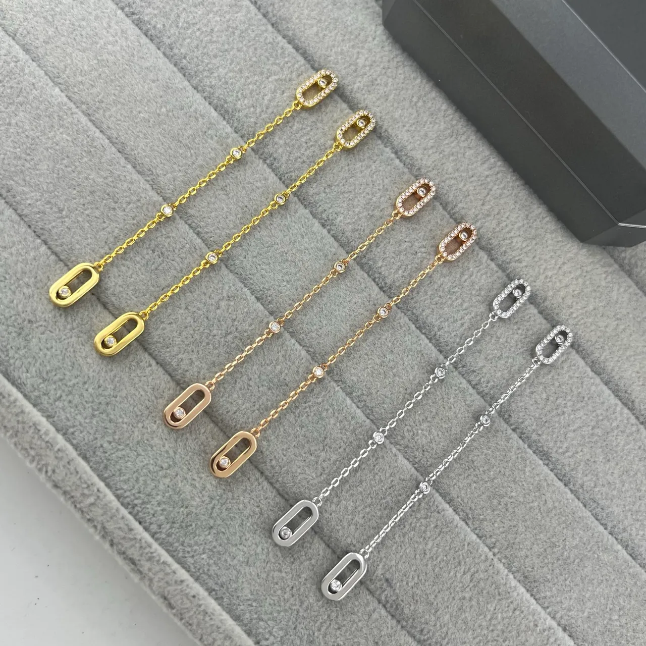 Gold Silver Chain-Link Pavé-Set Stones Bracelet