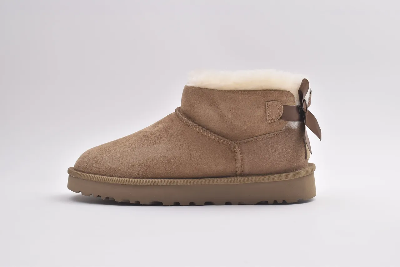 UGG Classic Mini Bow Brown Suede Snow Boots