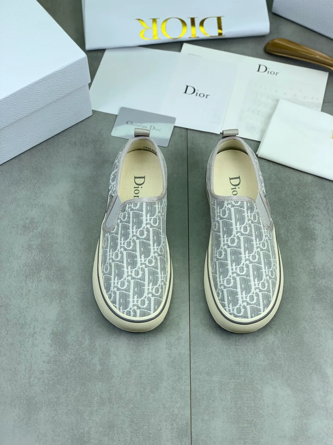 Dior B23 Slip-On Monogram Gray Canvas Shoes