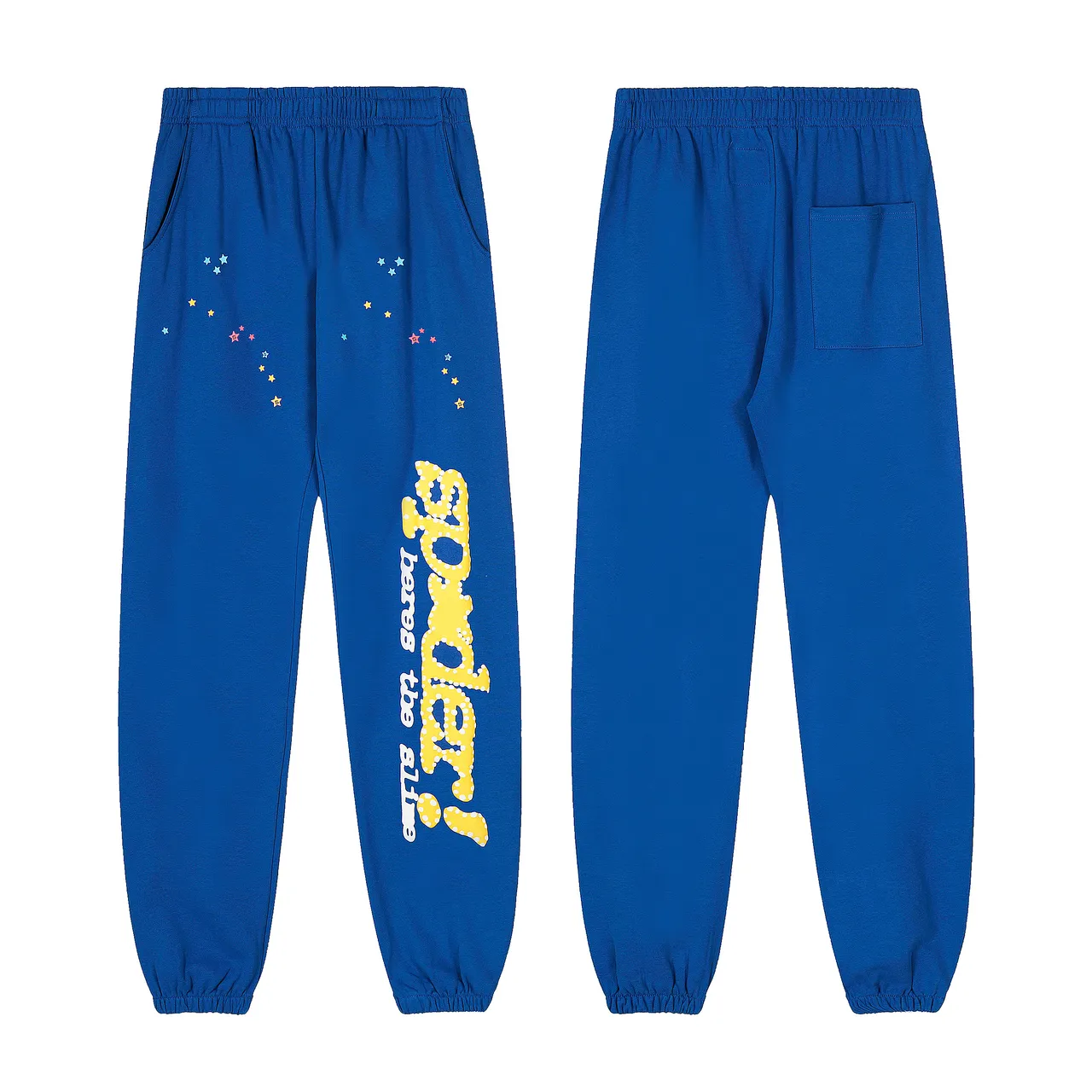 Sp5der Spider! Here's The Slime Blue Multicolor Oversized Fit Graphic-Print Tracksuit