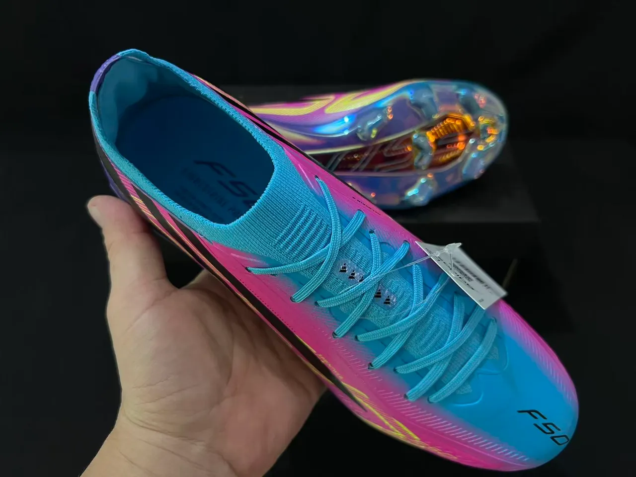 Puma Hyperfast Gradient Pink Purple Blue Firm-Ground Soccer Shoes