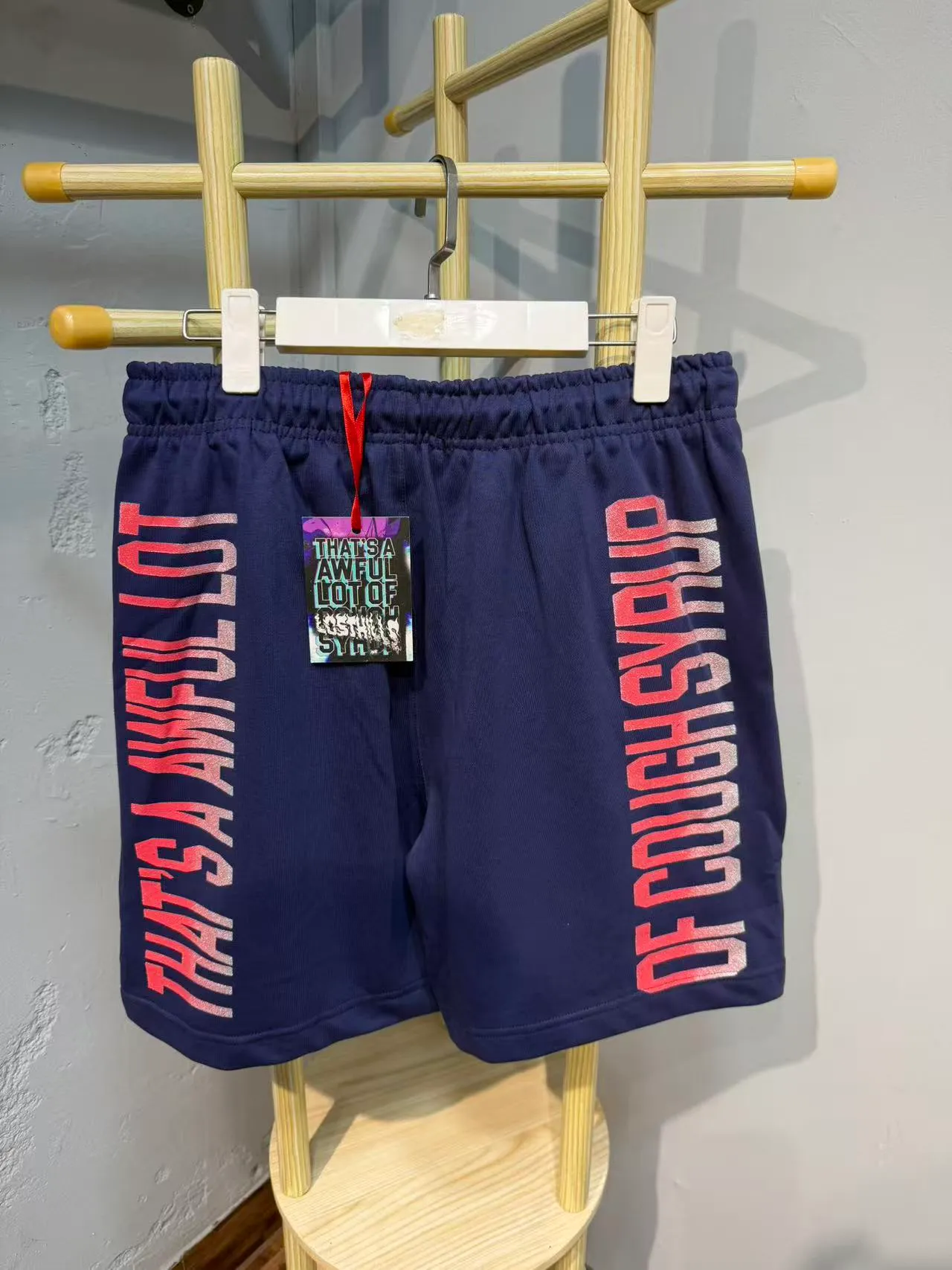 Navy Blue Gradient Graphic Print Elastic-Waist Shorts