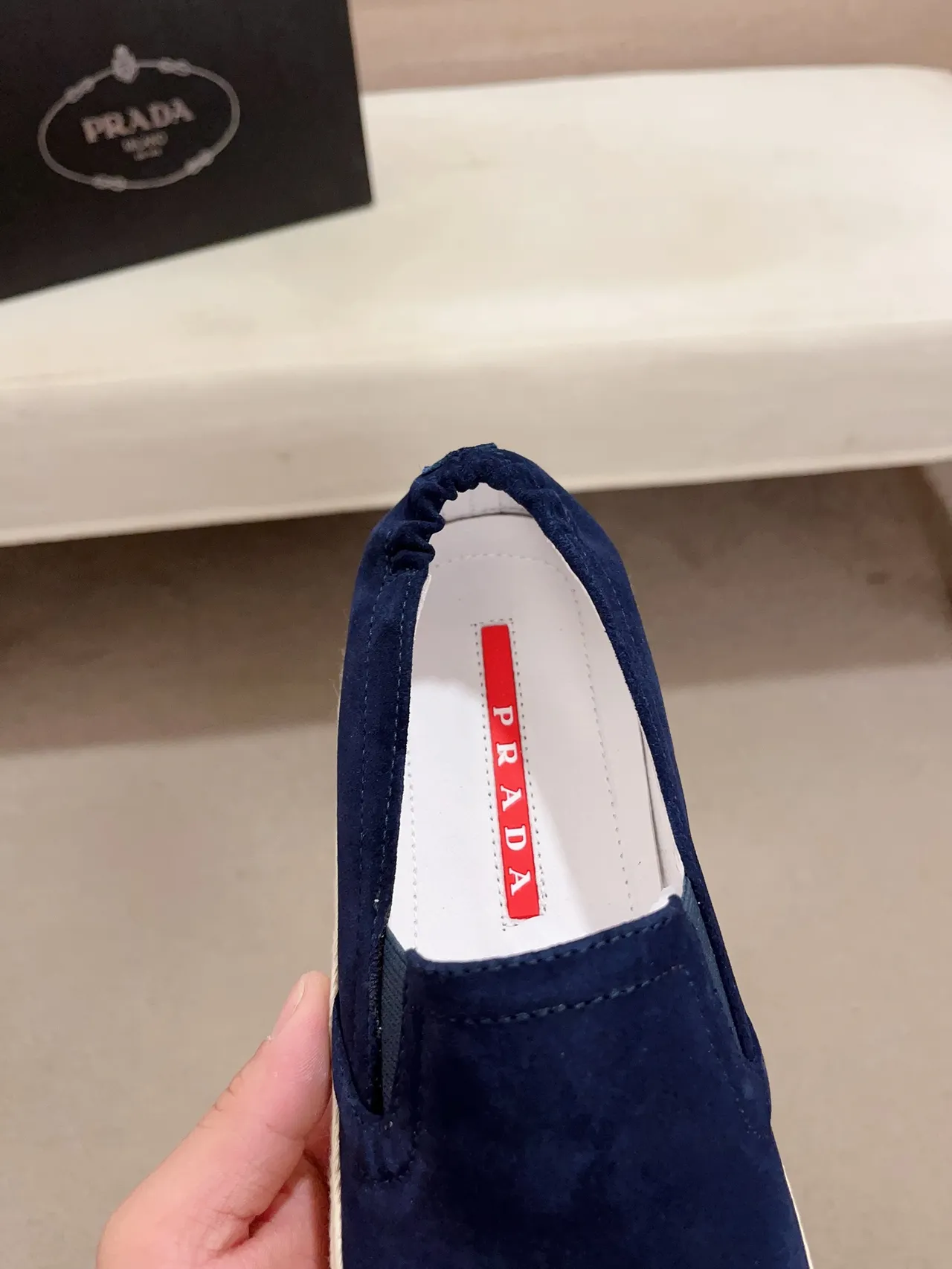 Navy Suede Slip-On Espadrille Boat Shoe