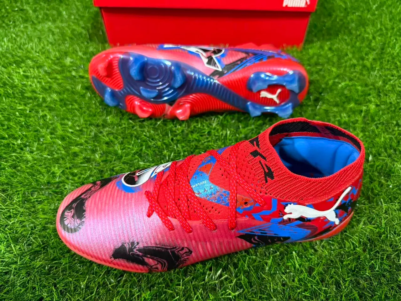 Puma Future Z Graphic Print Red Pink Blue Firm-Ground Soccer Shoes
