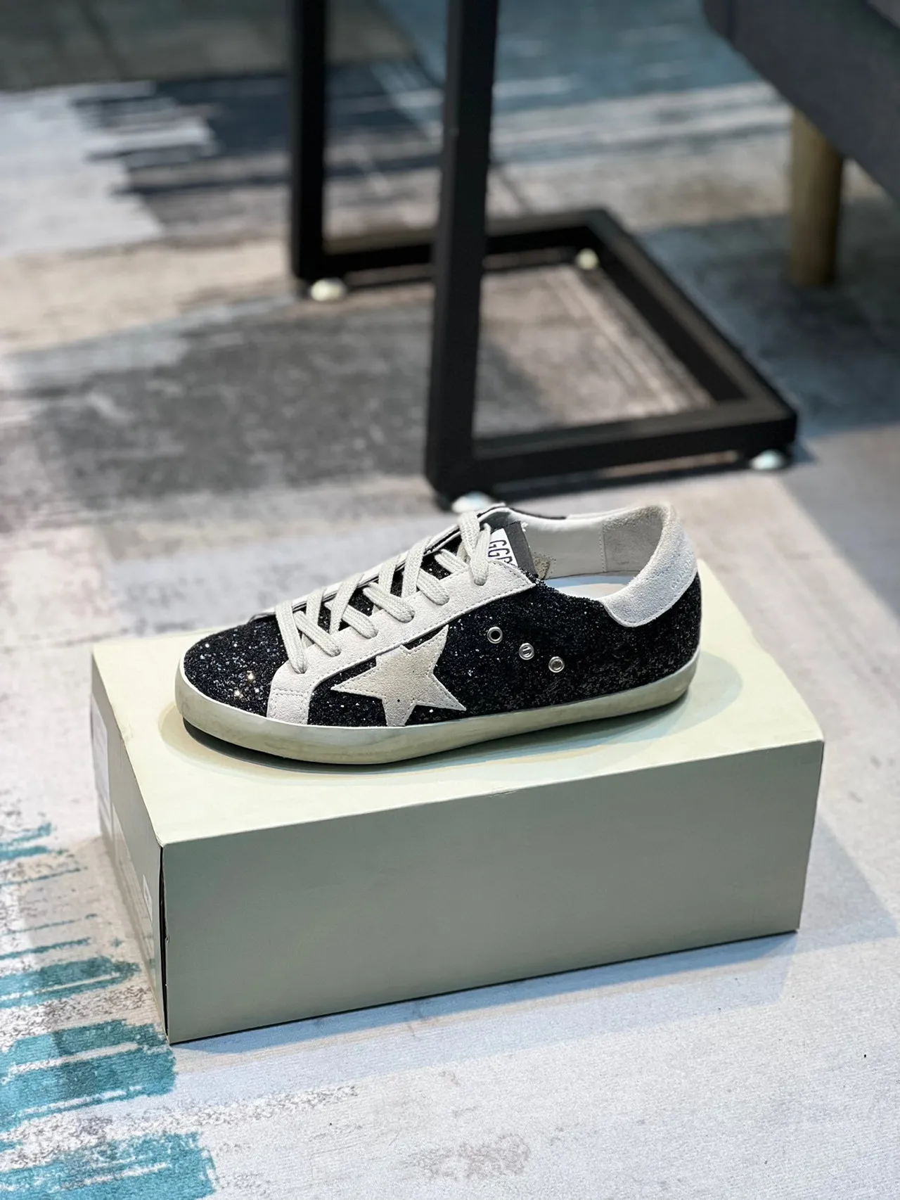 Golden Goose Superstar Black Glitter Star Lifestyle Sneakers