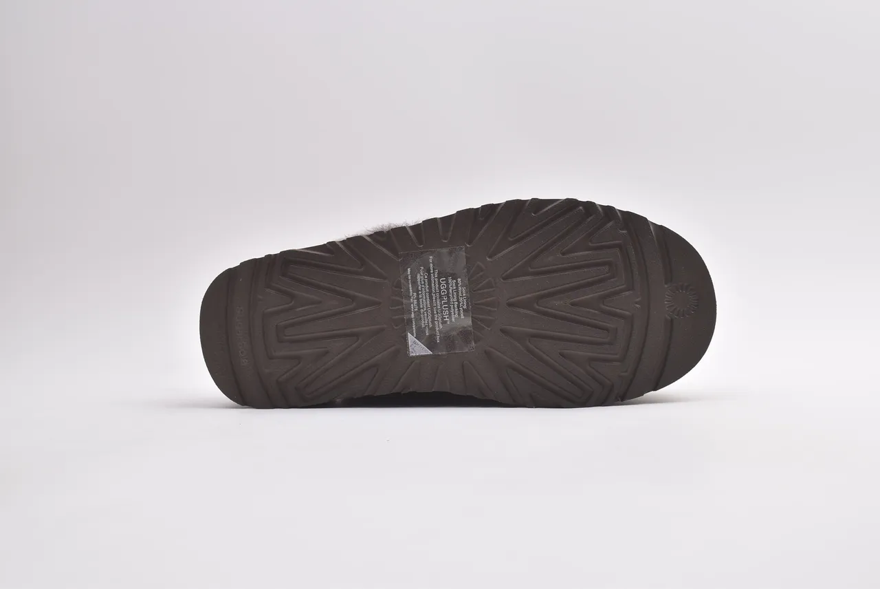 UGG Gray Brown Platform Sole Fur-Trimmed Slippers