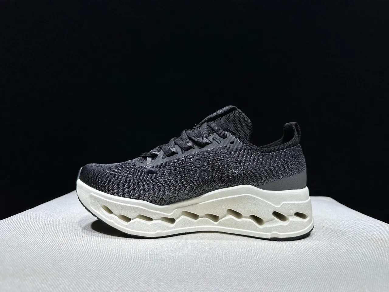 On Cloudmonster Black and Off-White Running Shoes