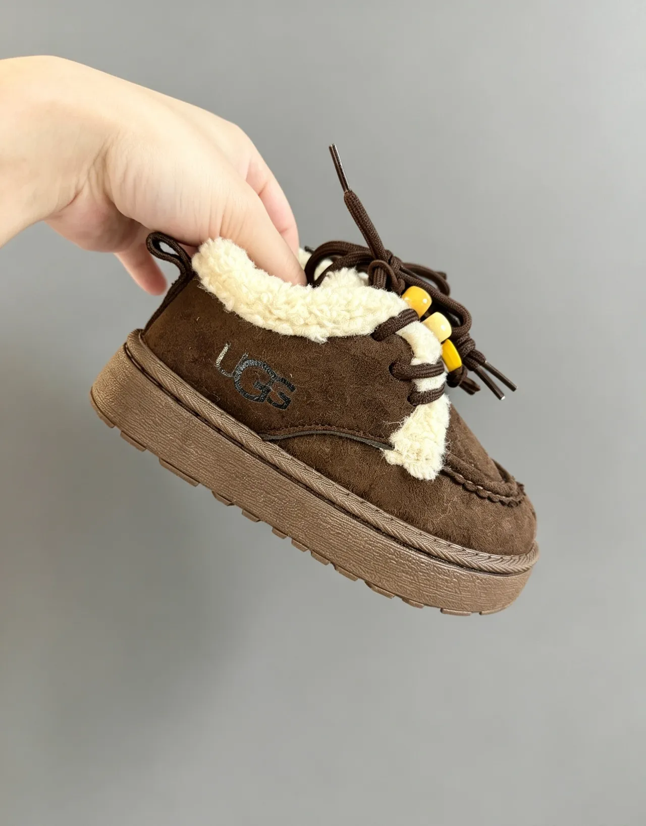 UGG Brown Beige Suede Upper Shearling Lining Snow Boots