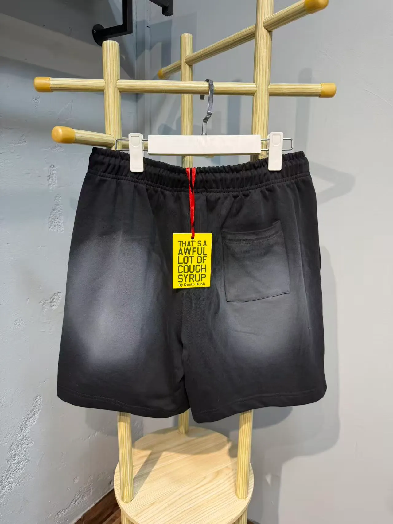 Black Graphic-Print Drawstring Waist Shorts