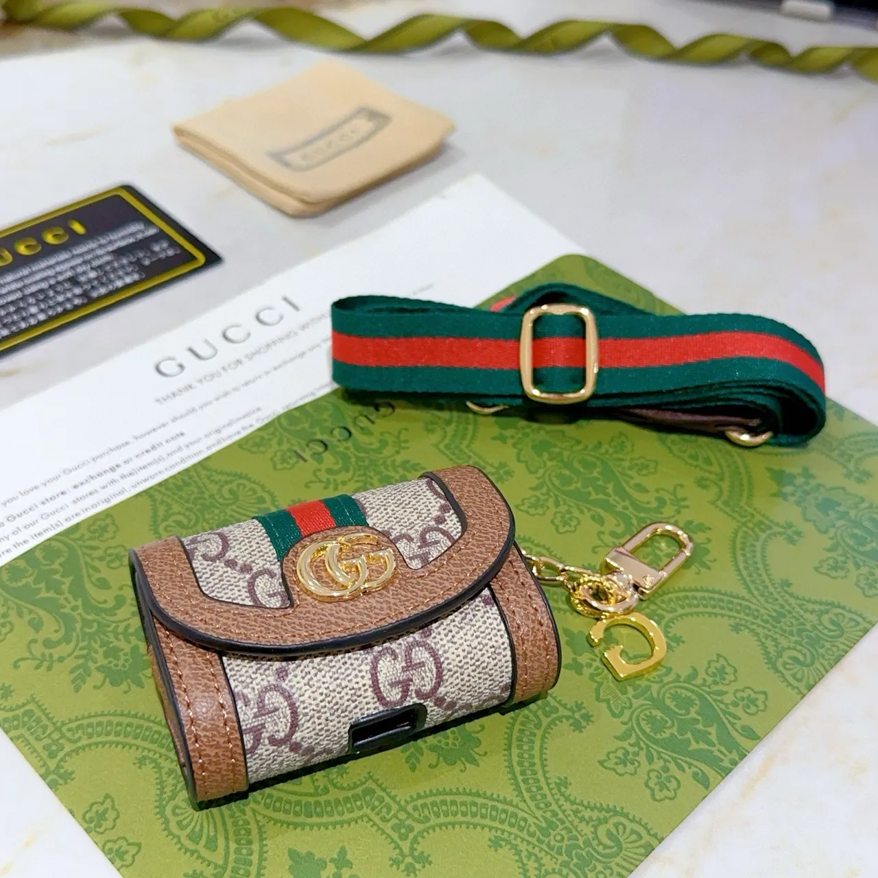 Gucci Ophidia GG Monogram Web Flap Short Wallet
