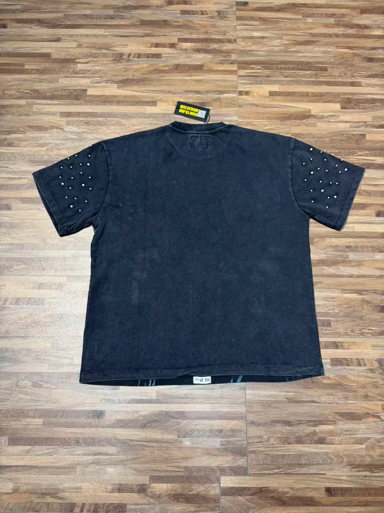 Godspeed Graphic-Print Studded Sleeves Distressed Black T-Shirt