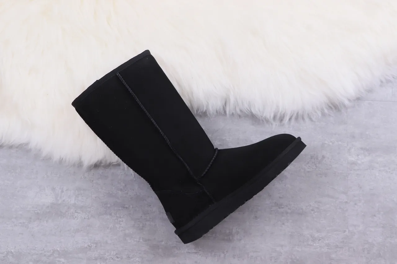 UGG Classic Tall Black Suede Shearling-Lined Knee Boots