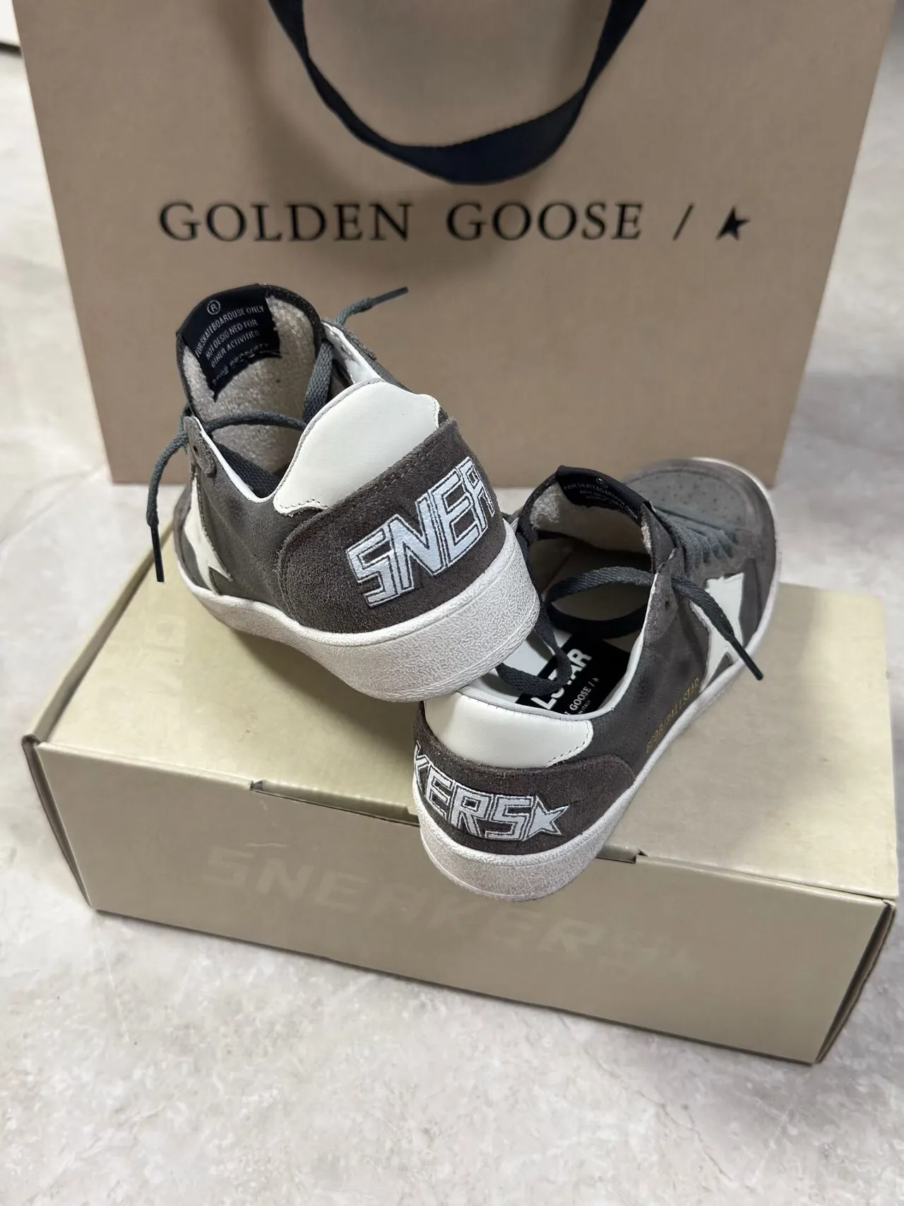 Golden Goose Ball Star Gray Suede Star Patch Lifestyle Sneakers