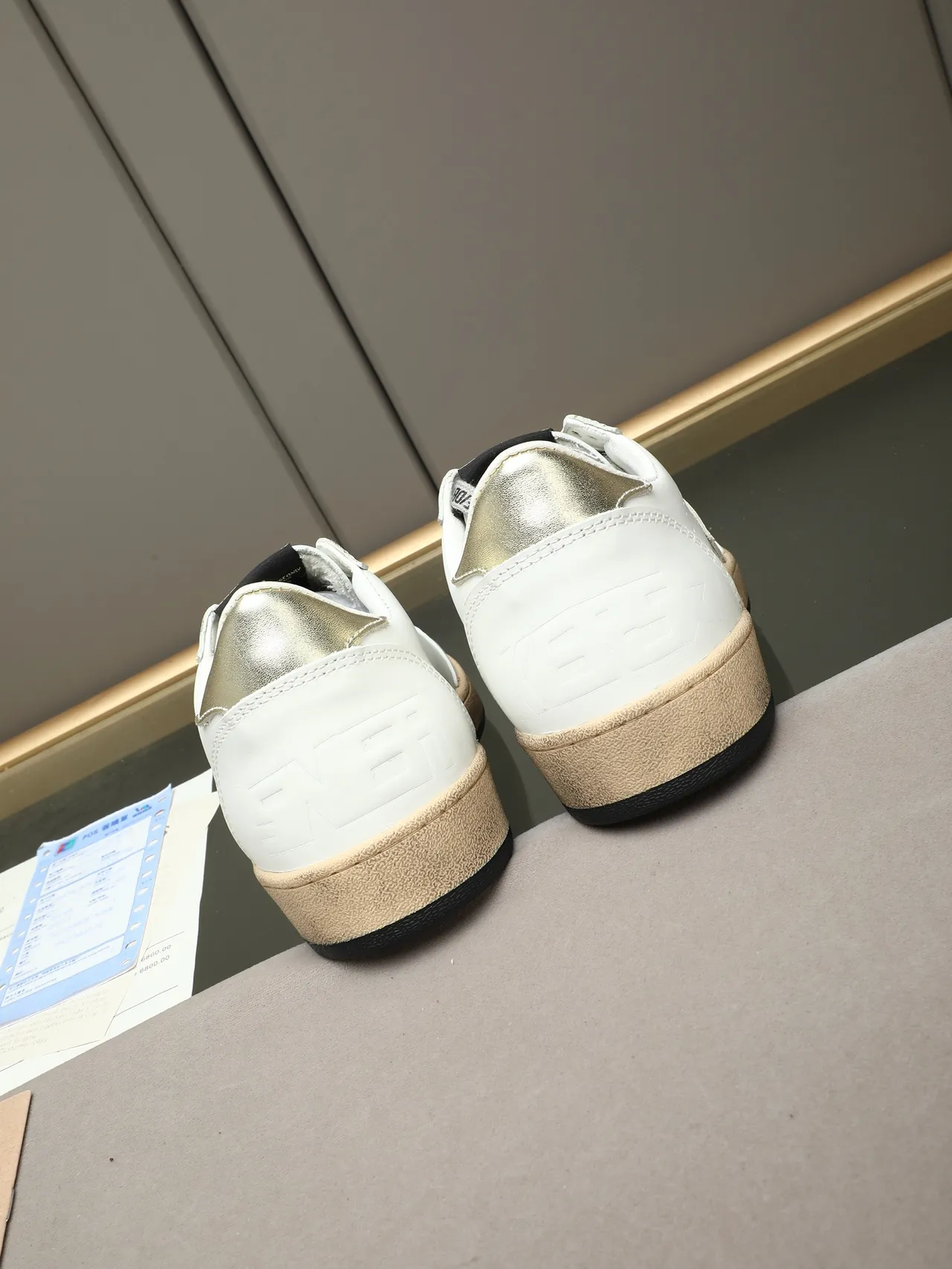 Golden Goose Ball Star White Leather Metallic Star Lifestyle Sneakers